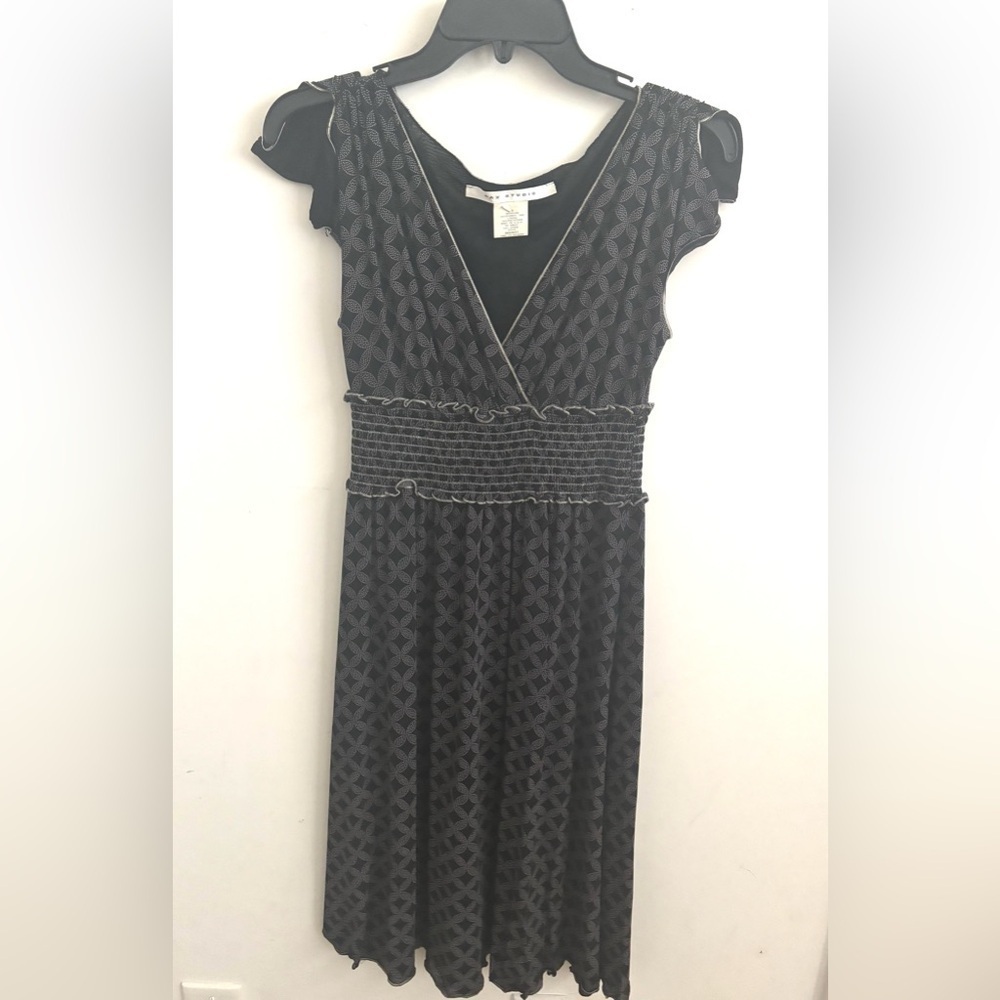 Max Studio women Black Midi Dress Boho Babydoll Whimsigoth Fairy Grunge Smocked